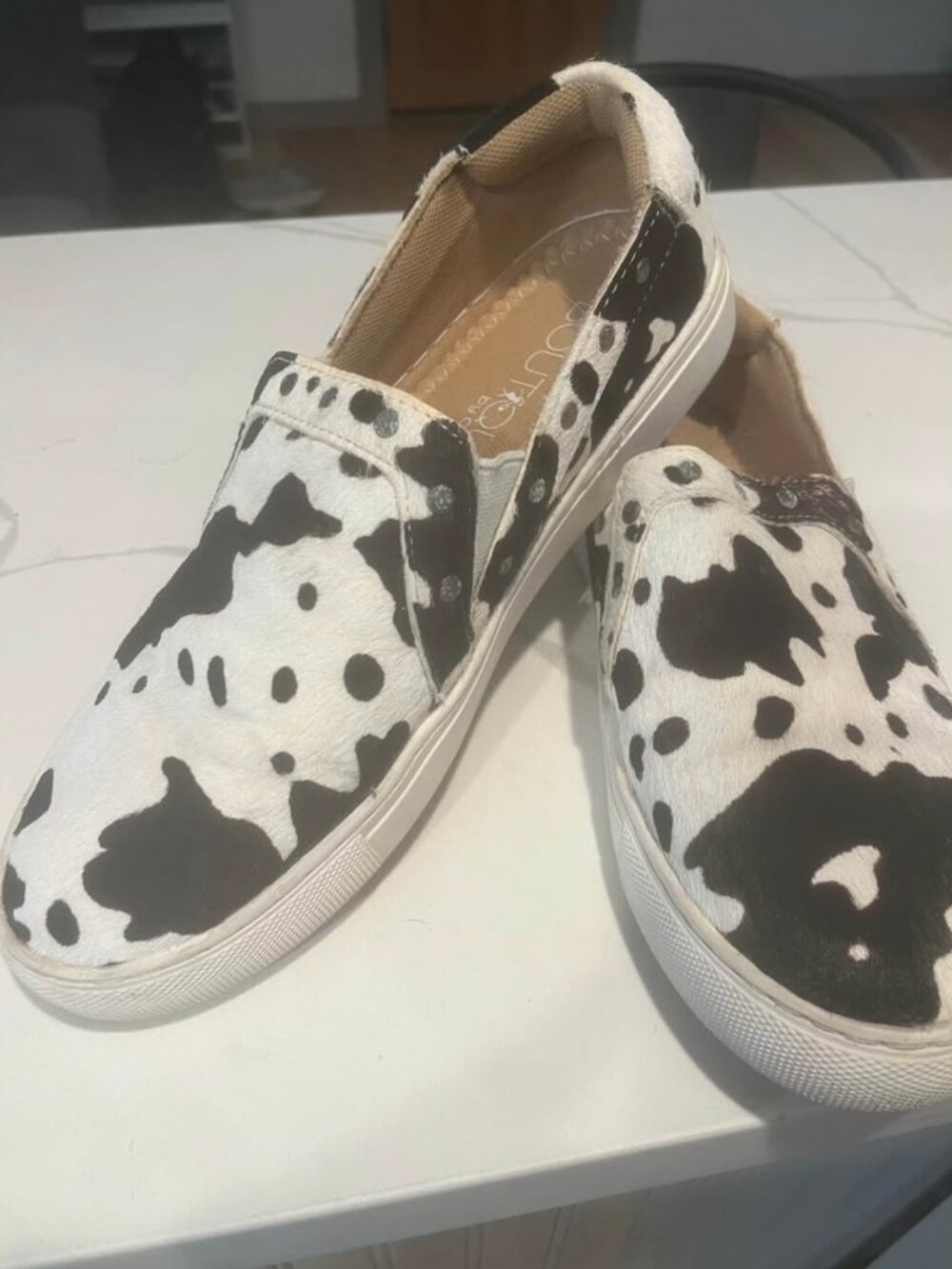Cow Print Slip On Shoes - Size 7